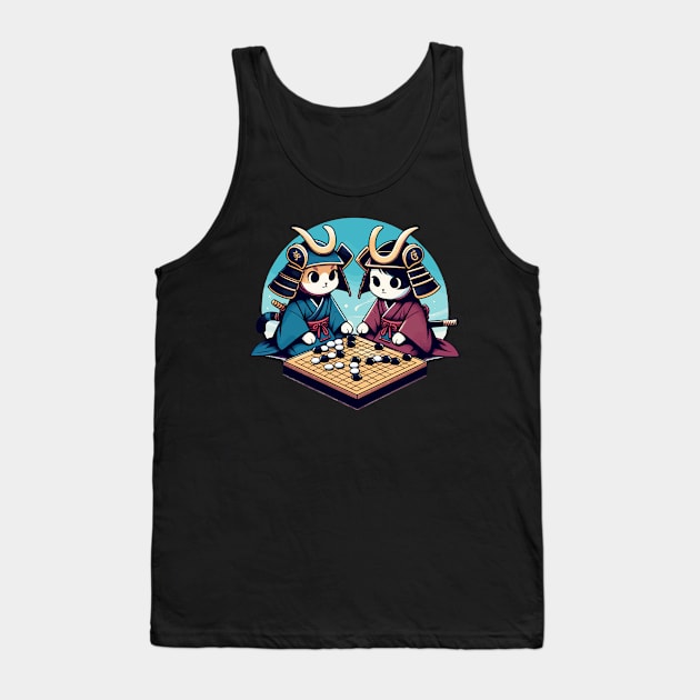 Kawaii cat samurais go board game baduk Tank Top by TomFrontierArt